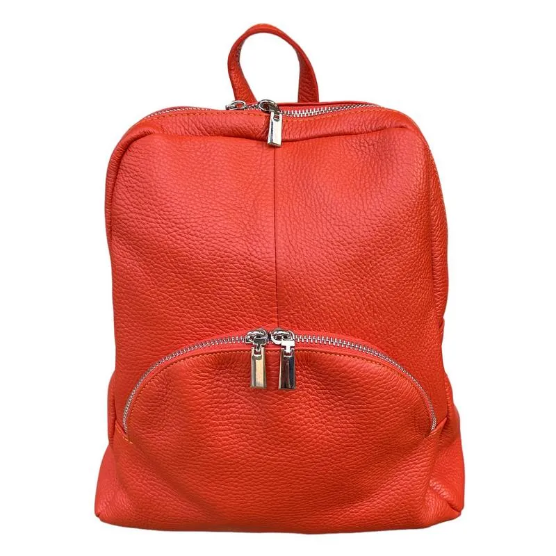 Italian Leather Medium Backpack in Burnt Orange