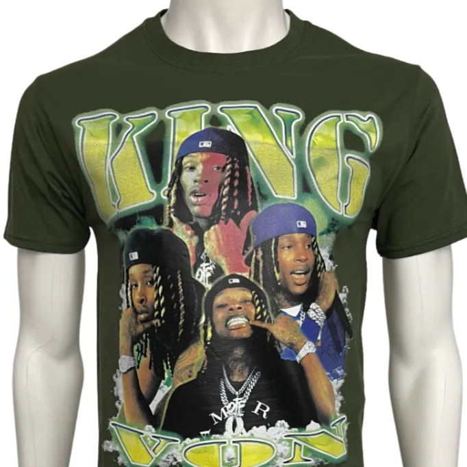 King Von Olive Men's Graphic Tees 100% Cotton