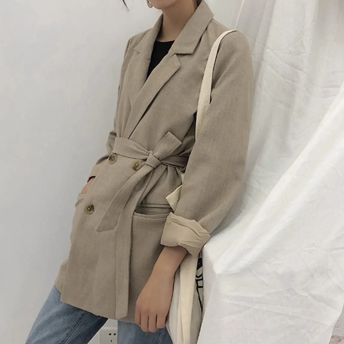 [Korean Style] Ann Loose Fit Belted Blazer