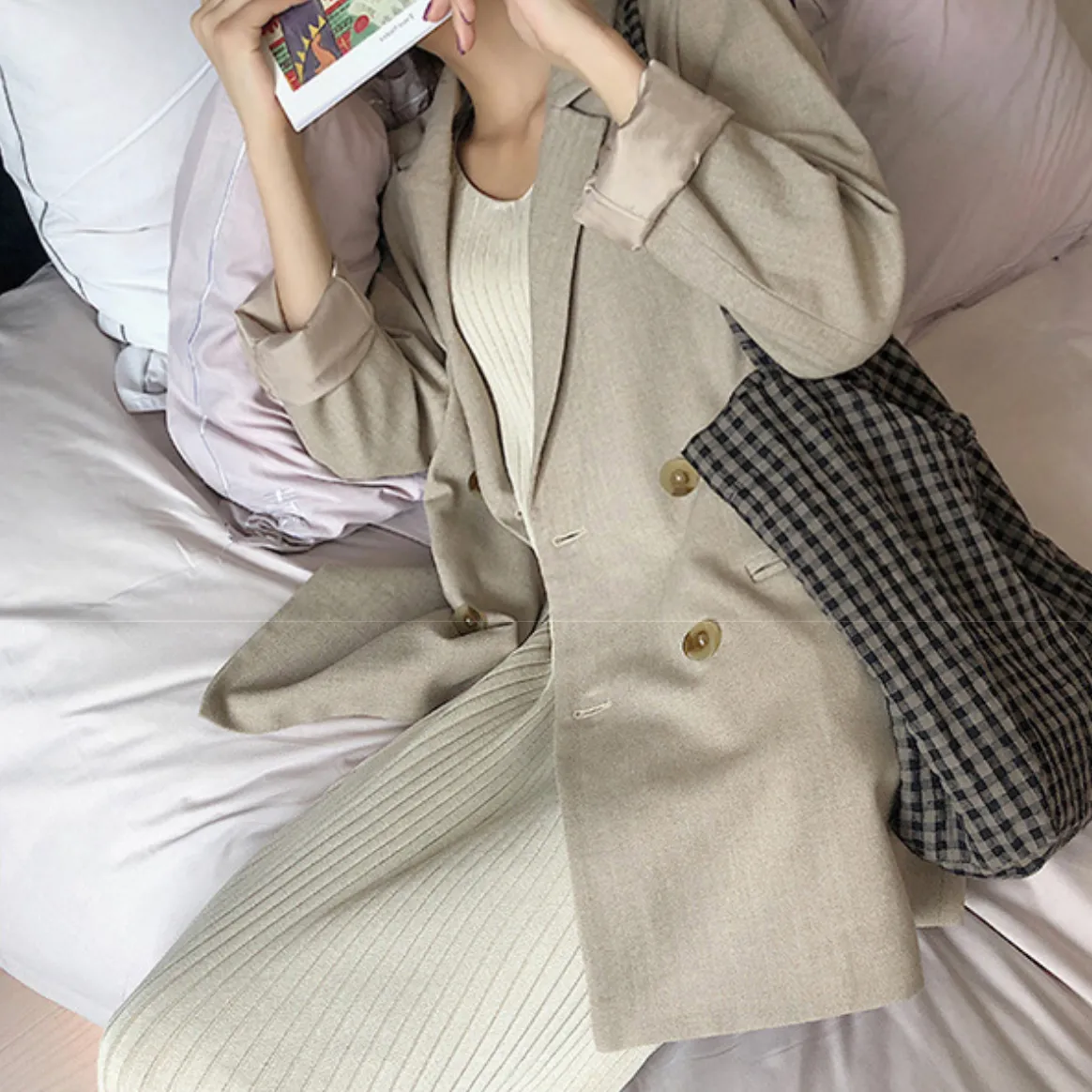 [Korean Style] Ann Loose Fit Belted Blazer