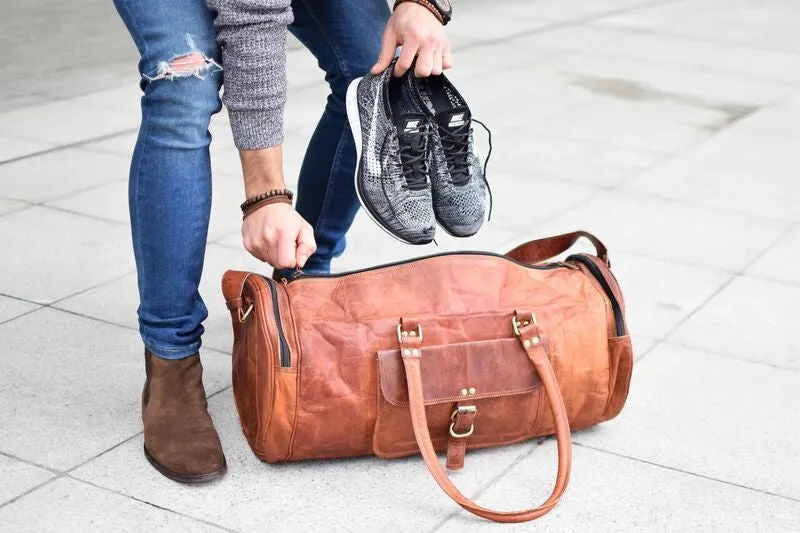 Leather Gym Duffel Bag