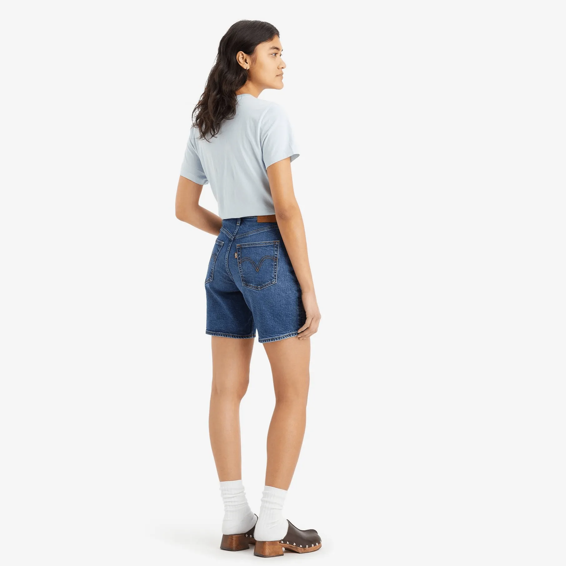 Levi's Ribcage Bermuda Denim Shorts In Basic Blue