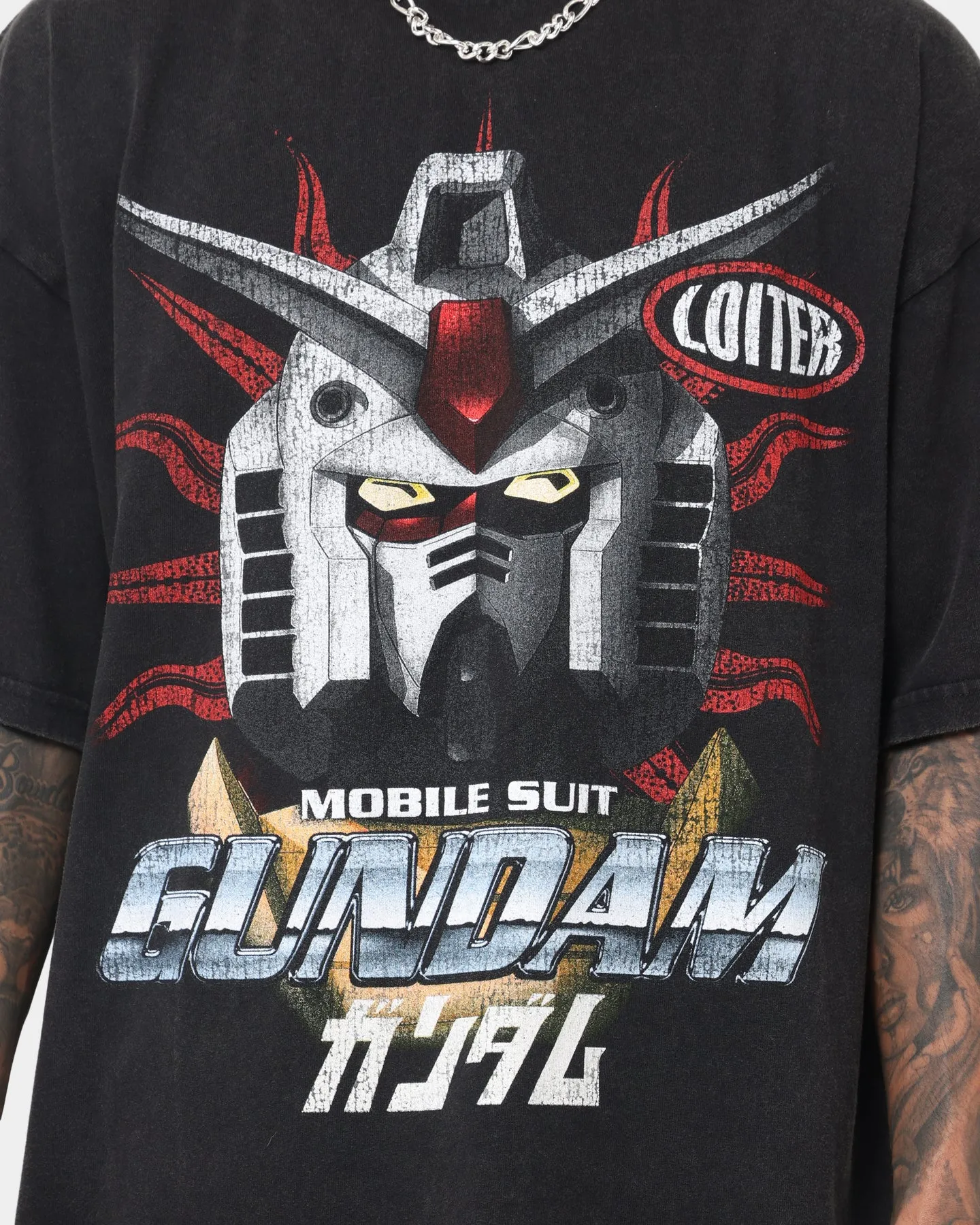 Loiter X Gundam Gundam Vintage T-Shirt Black Wash