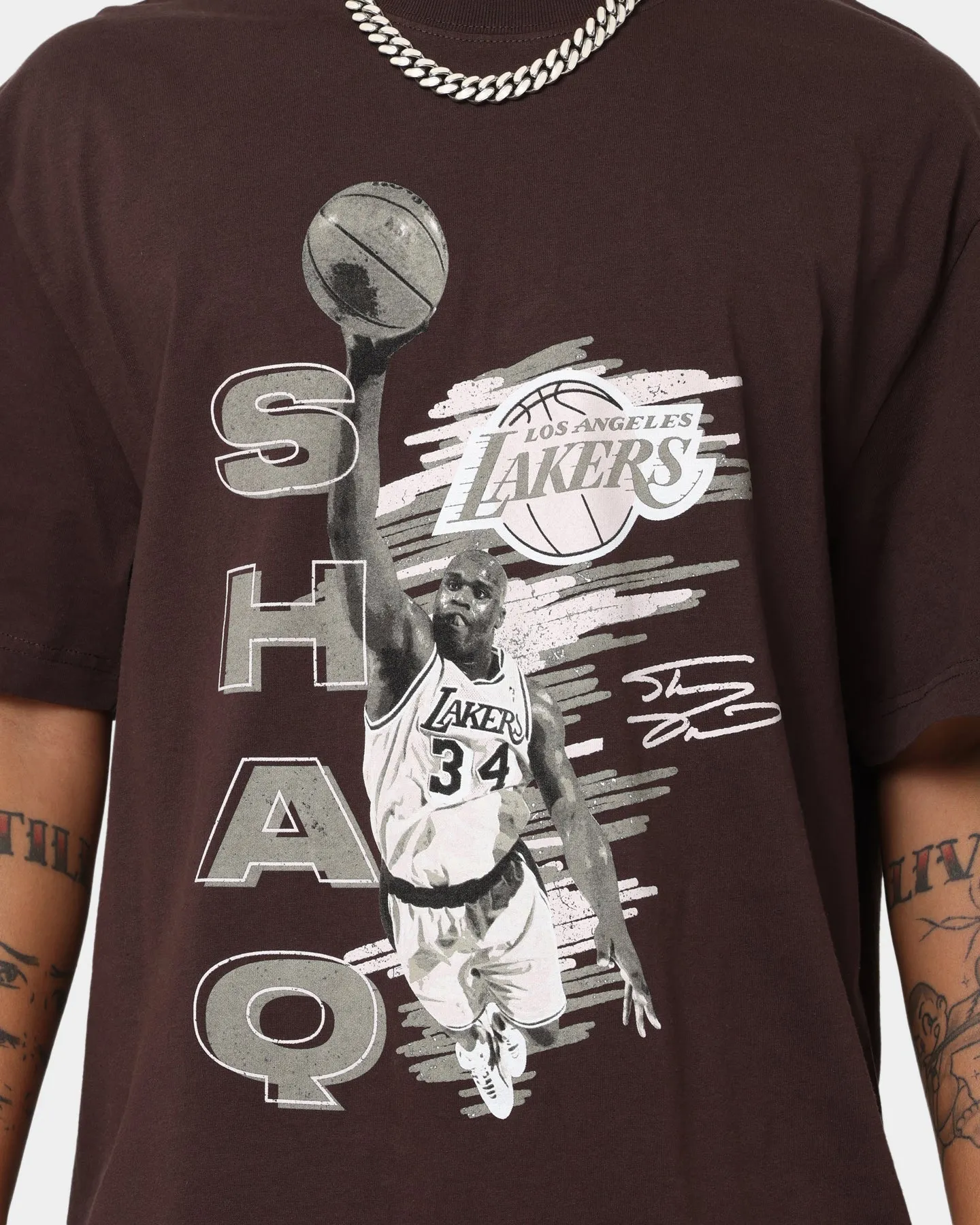 Mitchell & Ness Los Angeles Lakers Shaquille O'Neal Scribble T-Shirt Baroque Brown