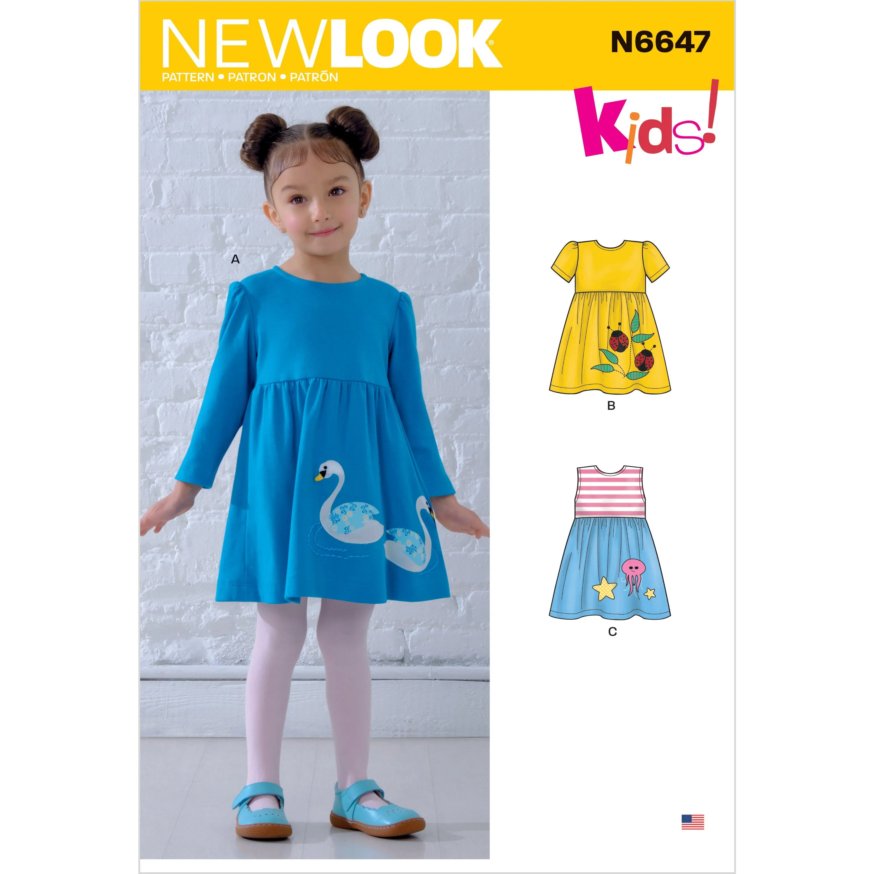 New Look 6647 Toddlers' Dresses with Appliques