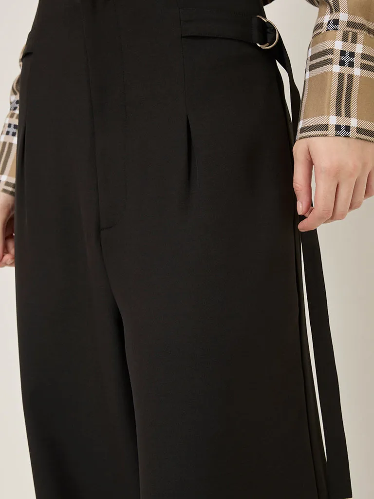 Nuon Black Solid High-Rise Trousers