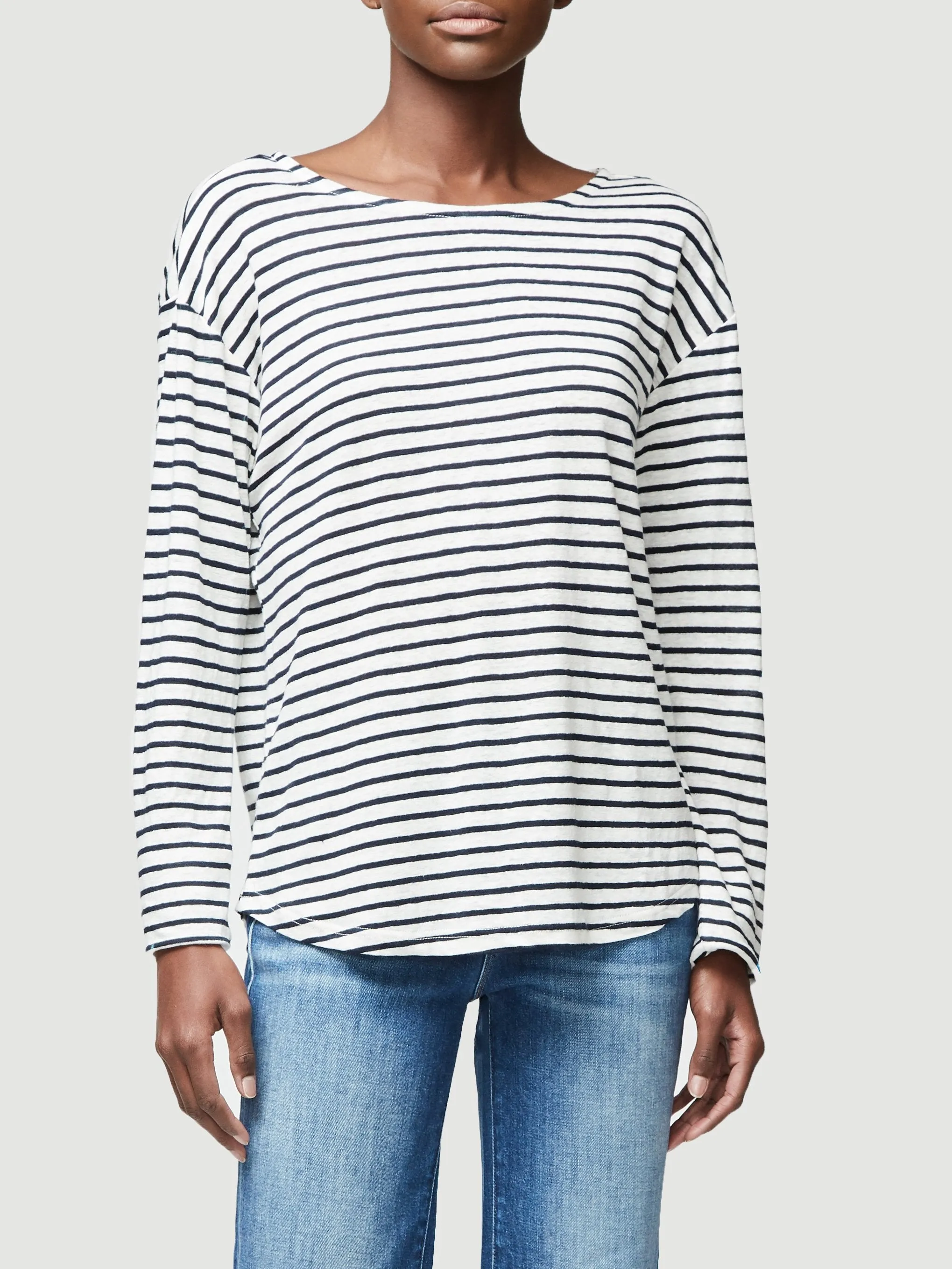 Open Neck Long Sleeve -- Blanc Multi