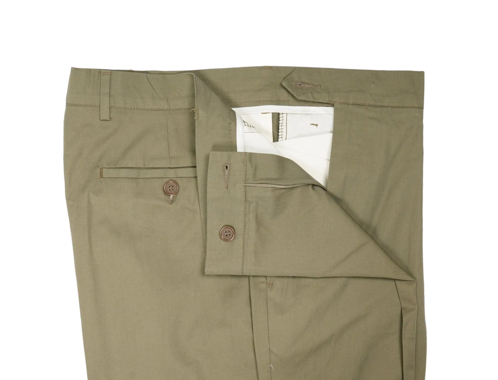 Oviesse - Green High-Rise Pleated Cotton Trousers 50