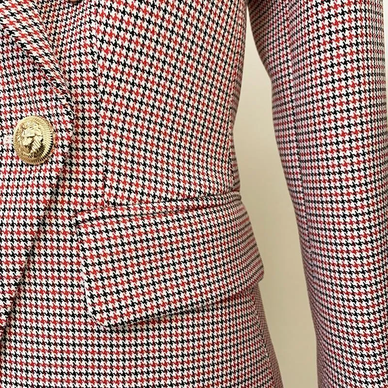 Pink Houndstooth Blazer For Women