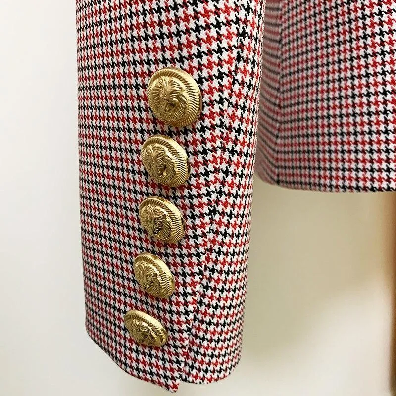 Pink Houndstooth Blazer For Women