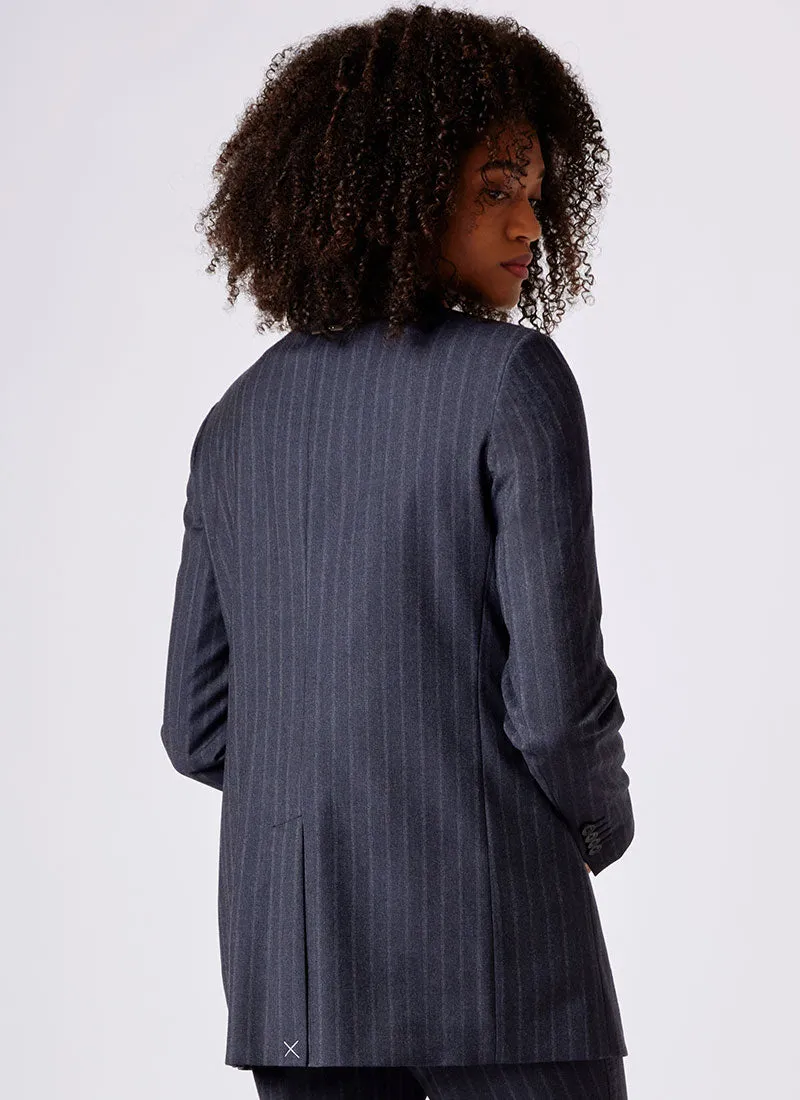 Pinstripe Double-Breasted Blazer