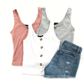 Ribbed Button Tank