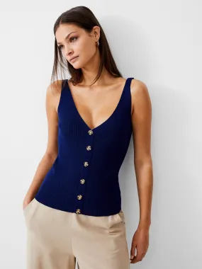 Ribbed Button-Through Vest