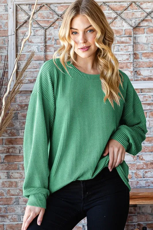 Ribbed Crew Neck Tops - 3 colors!