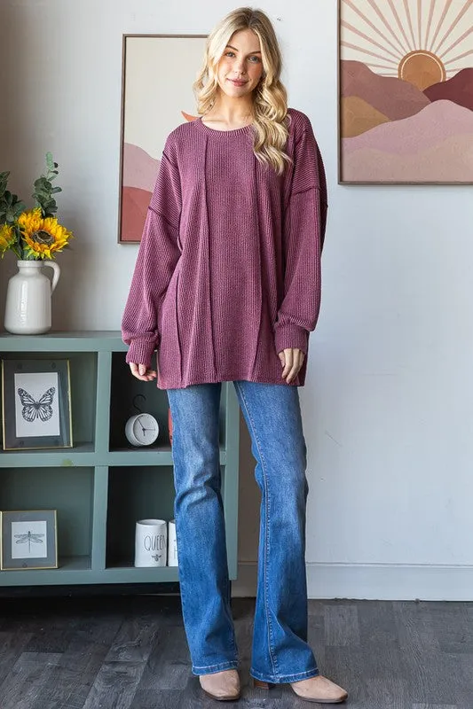 Ribbed Oversized Fit Tops - 2 Colors! - FINAL SALE