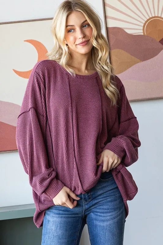 Ribbed Oversized Fit Tops - 2 Colors! - FINAL SALE