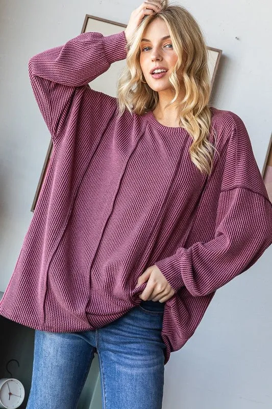 Ribbed Oversized Fit Tops - 2 Colors!