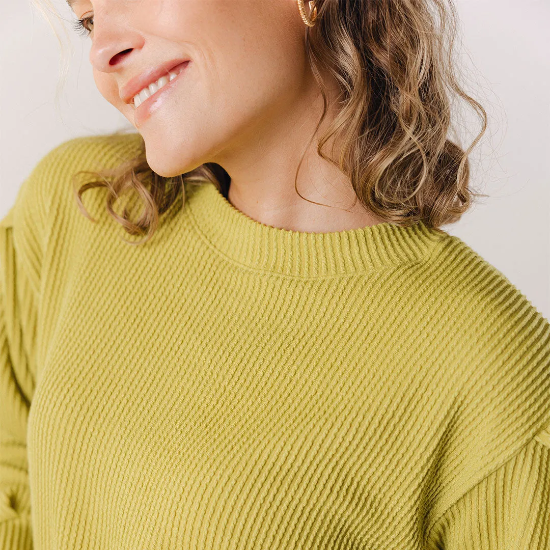 Serena Ribbed Top, Chartreuse