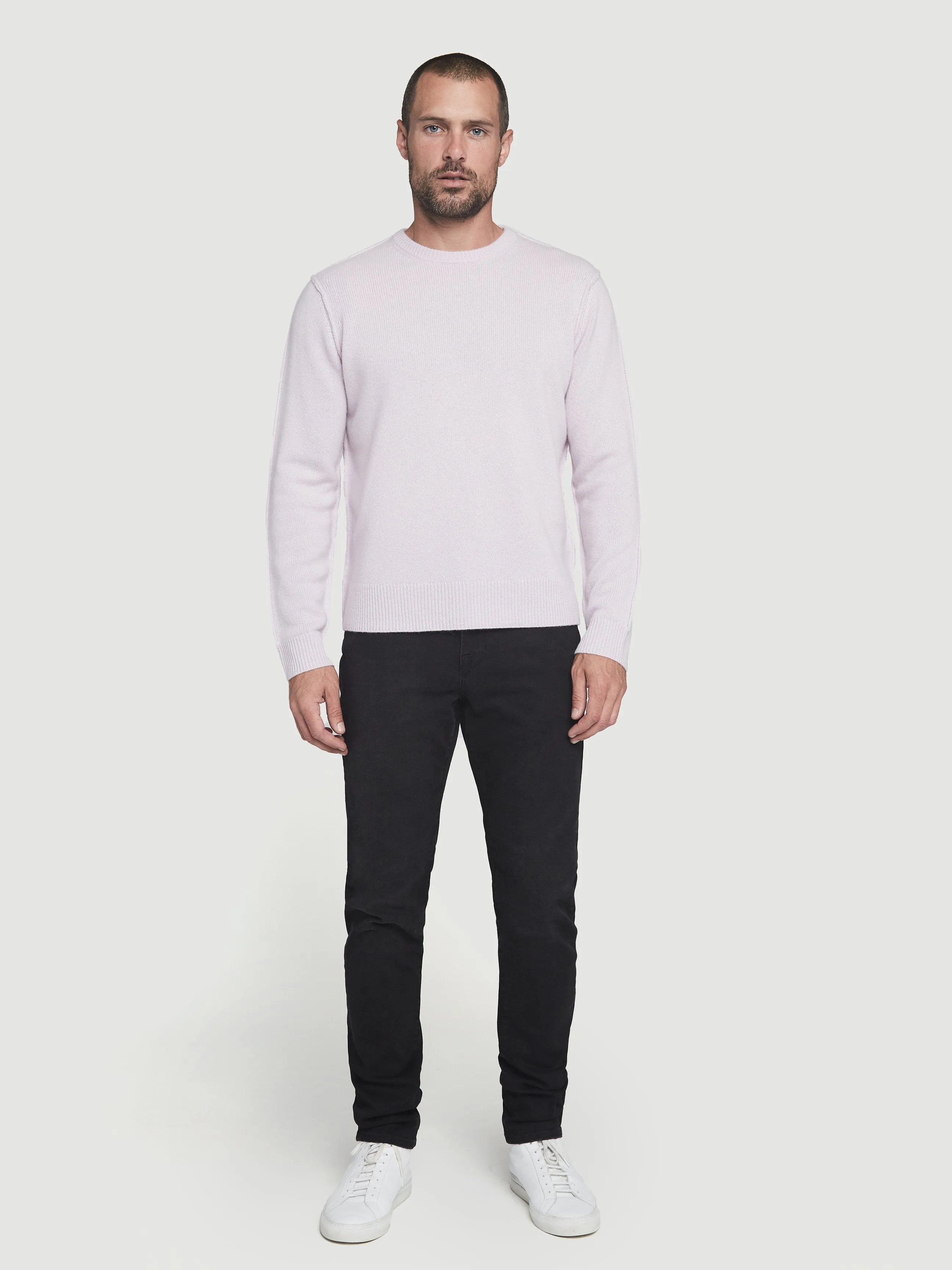 Sustainable Cashmere Seamed Crew -- Quartz