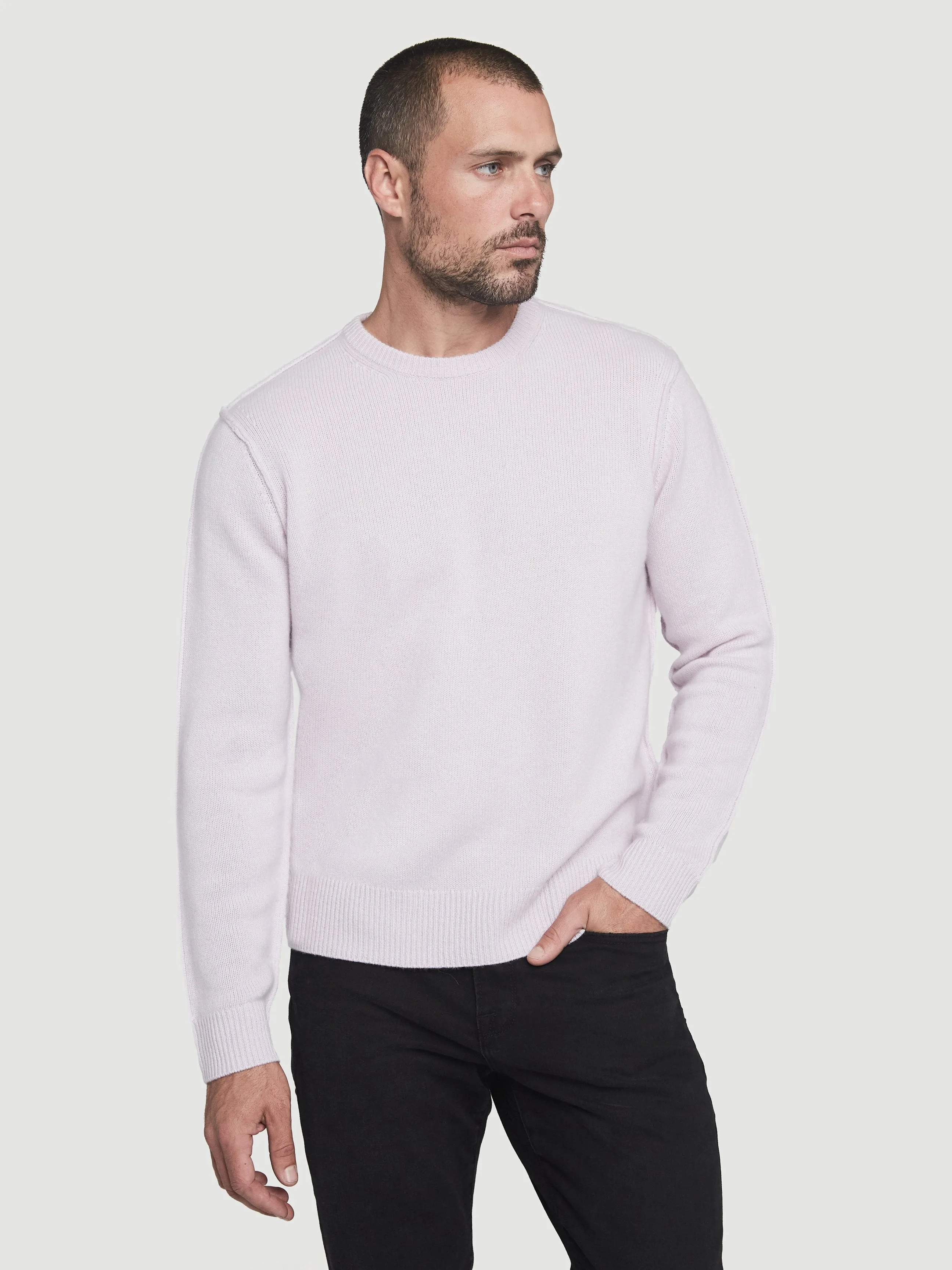 Sustainable Cashmere Seamed Crew -- Quartz