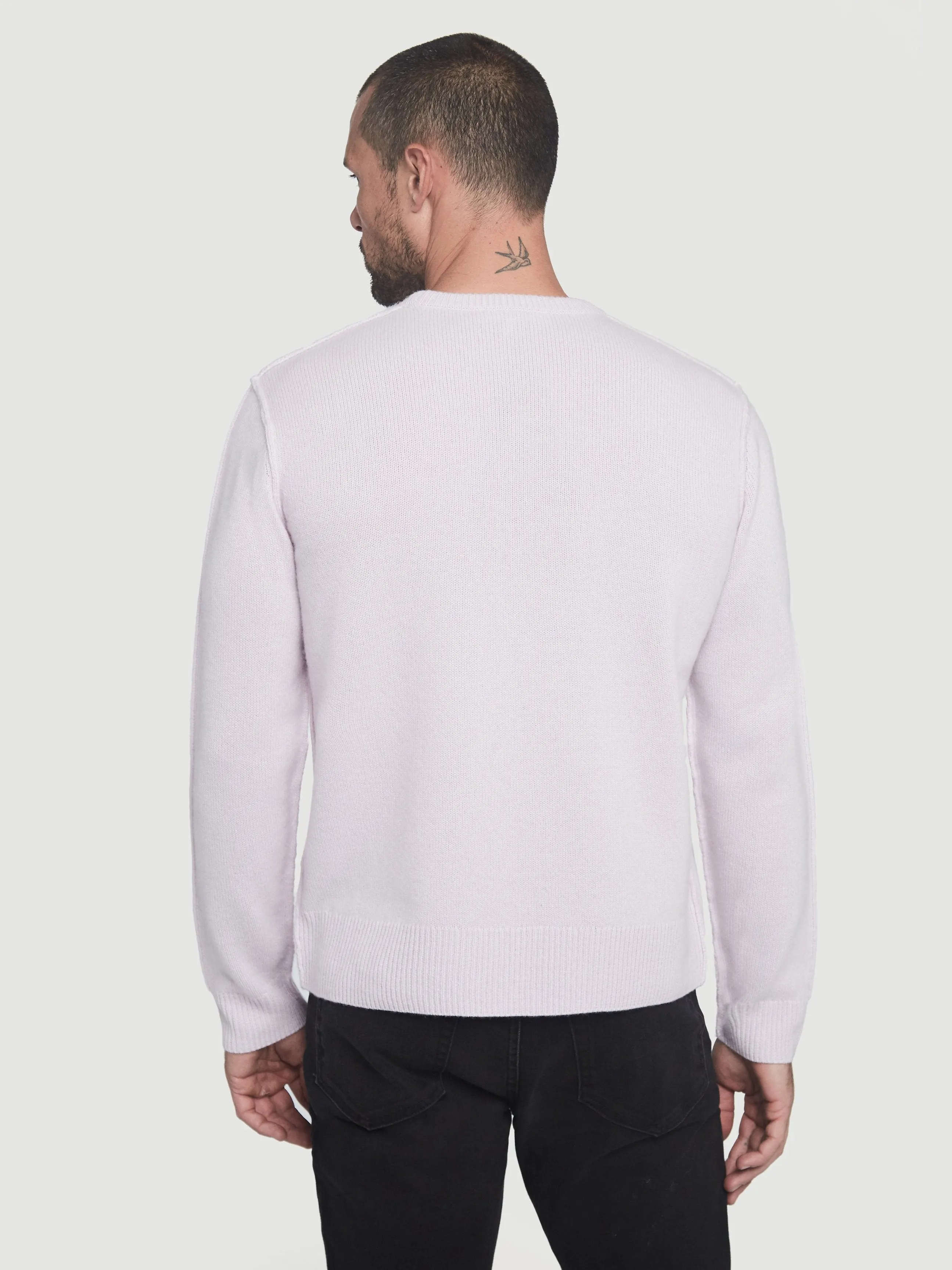 Sustainable Cashmere Seamed Crew -- Quartz