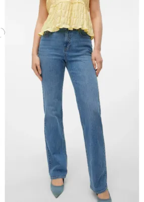 Tessa Blue High Rise Straight Jeans