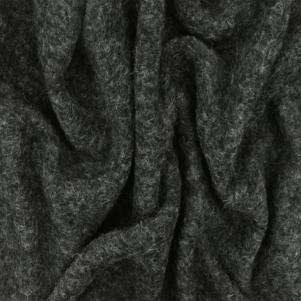 Vintage Black-Gray Texture Wool Polyester Double Brushed Sweater Knit Fabric