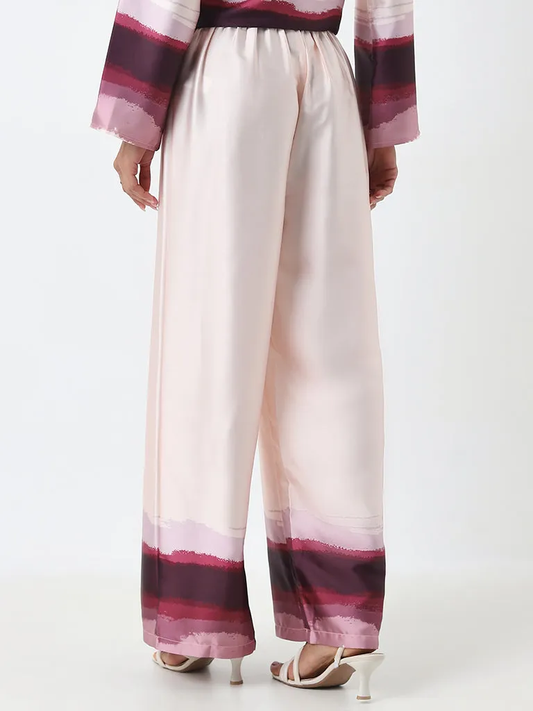 Wardrobe Light Pink Printed High-Rise Trousers