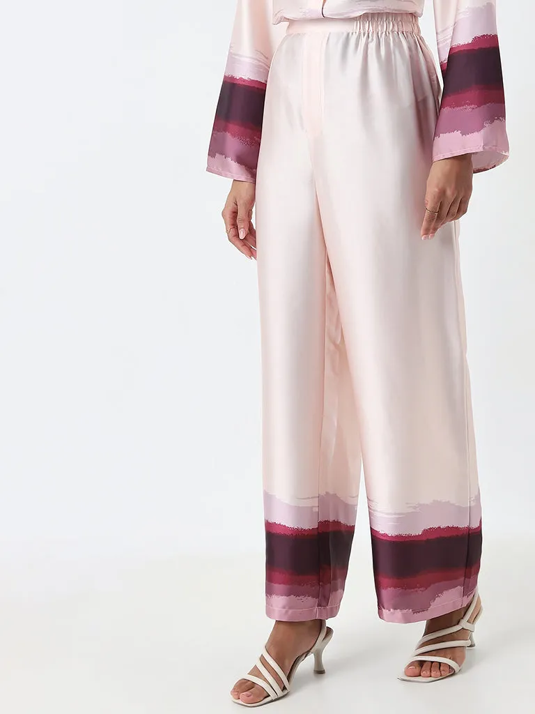 Wardrobe Light Pink Printed High-Rise Trousers