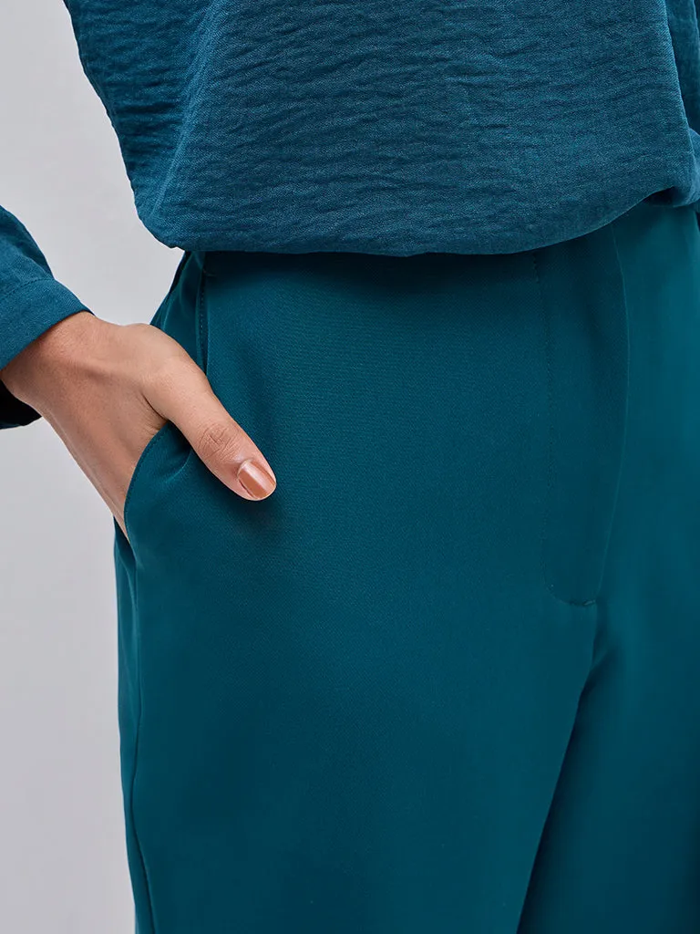 Wardrobe Teal High-Rise Trousers