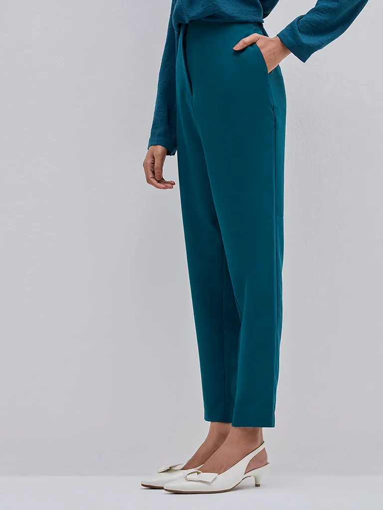 Wardrobe Teal High-Rise Trousers