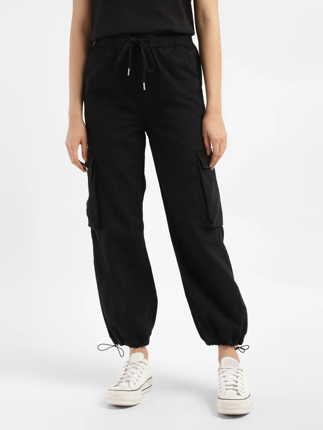 Women's High Rise Black Cargo