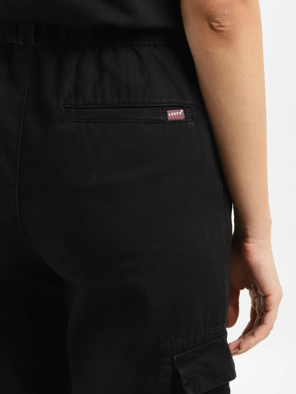 Women's High Rise Black Cargo