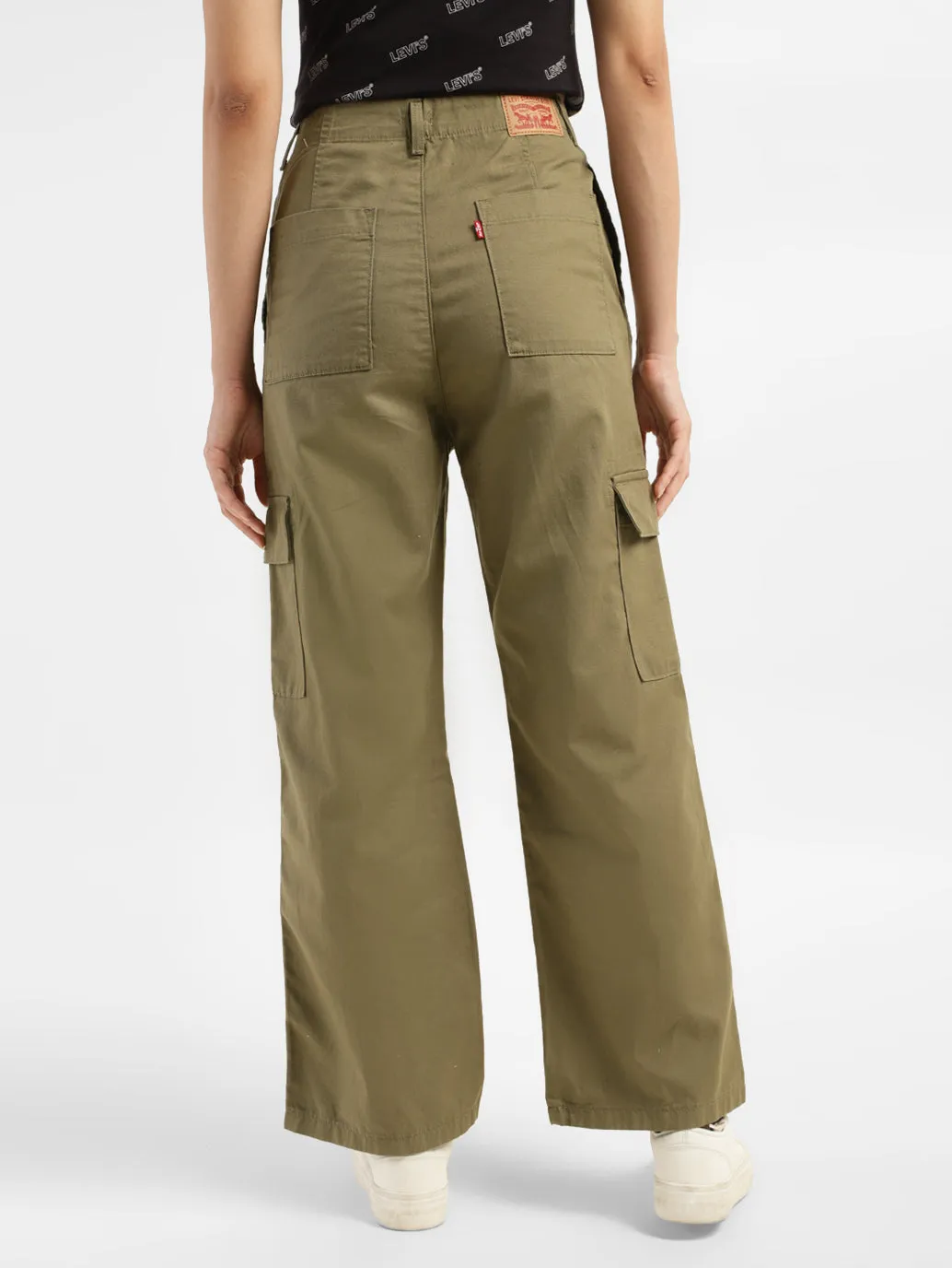 Women's High Rise Olive Loose Fit Cargo